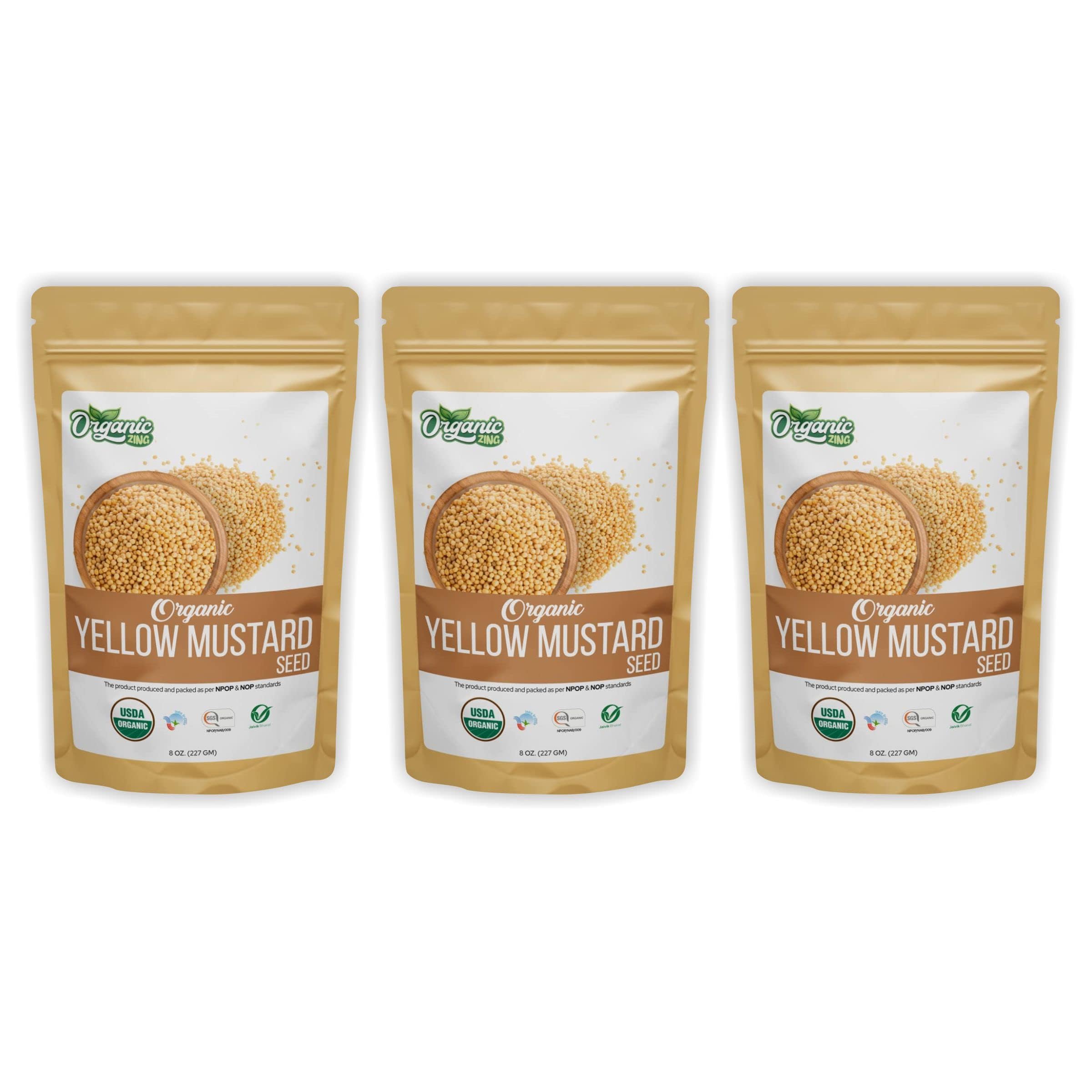 Organic Zing Yellow Mustard Seeds | Whole Yellow Mustard Seed for Pickles & Cooking | 100% Raw Mustard Seeds (227 Gram) Pack of 1