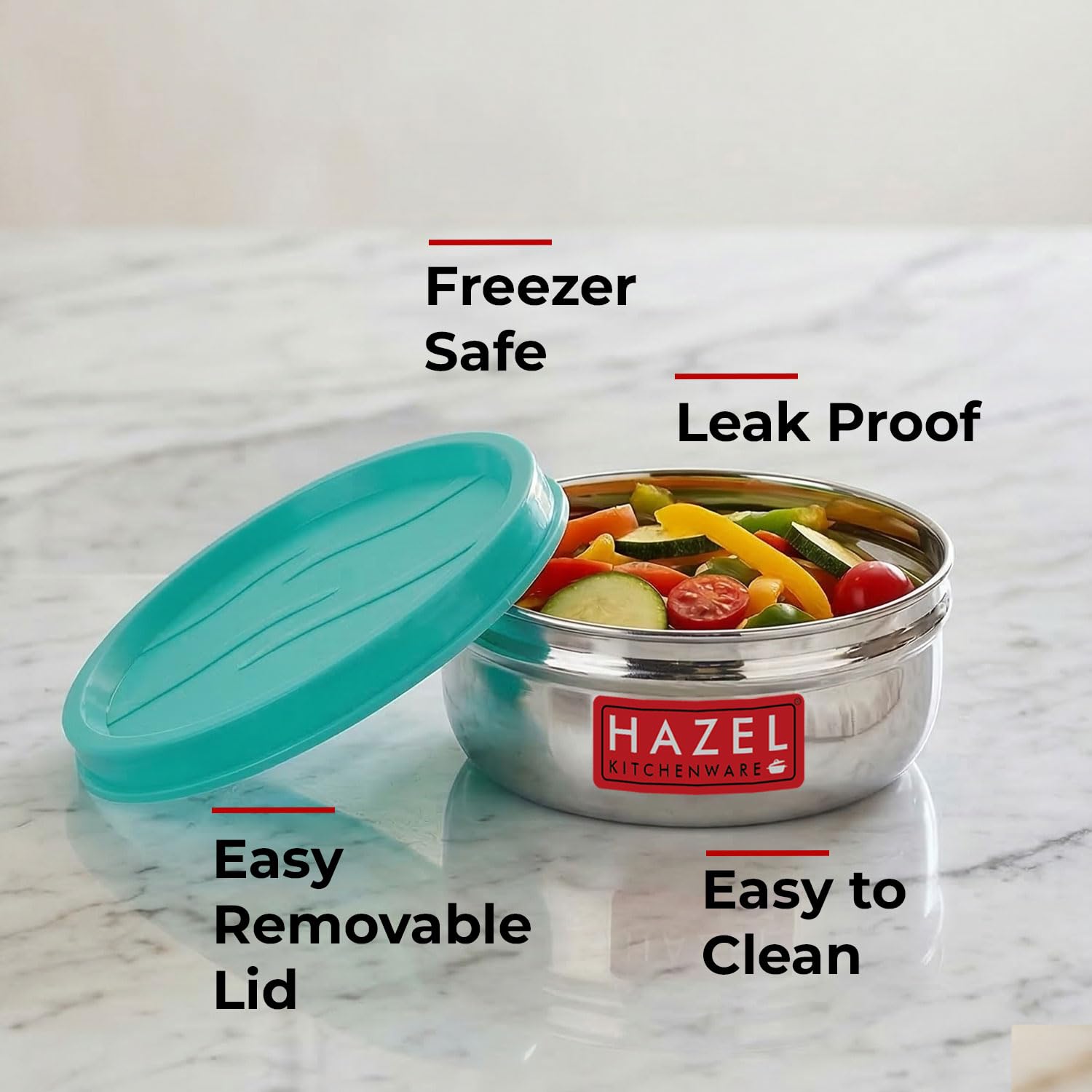 HAZEL Stainless Steel Airtight Containers for Kitchen Storage | Set of 2-150ML Each - Dista
