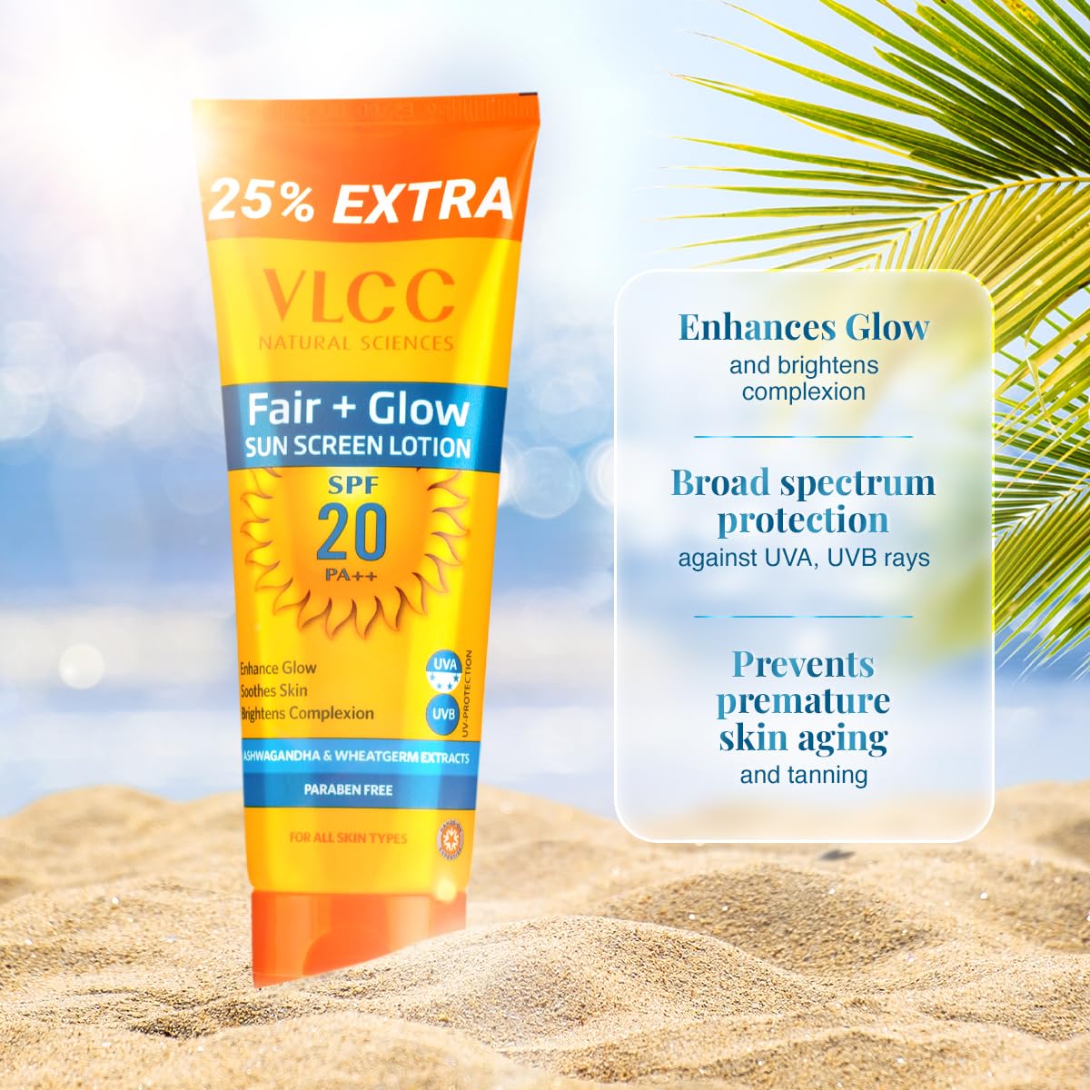VLCC Fair+Glow Sun Screen Lotion SPF 20 PA++ - Distacart