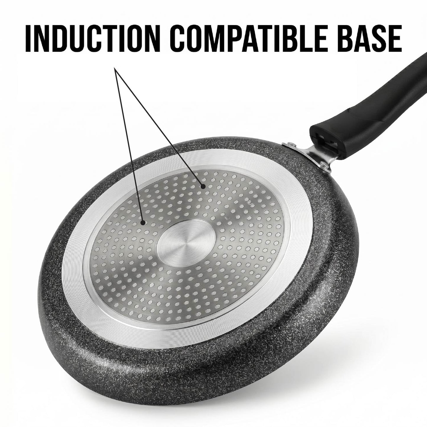 CELLO Aluminium Non-Stick Induction Base Dosa Tawa with Detachable Bakelite Handle 28 CM Black - Dista