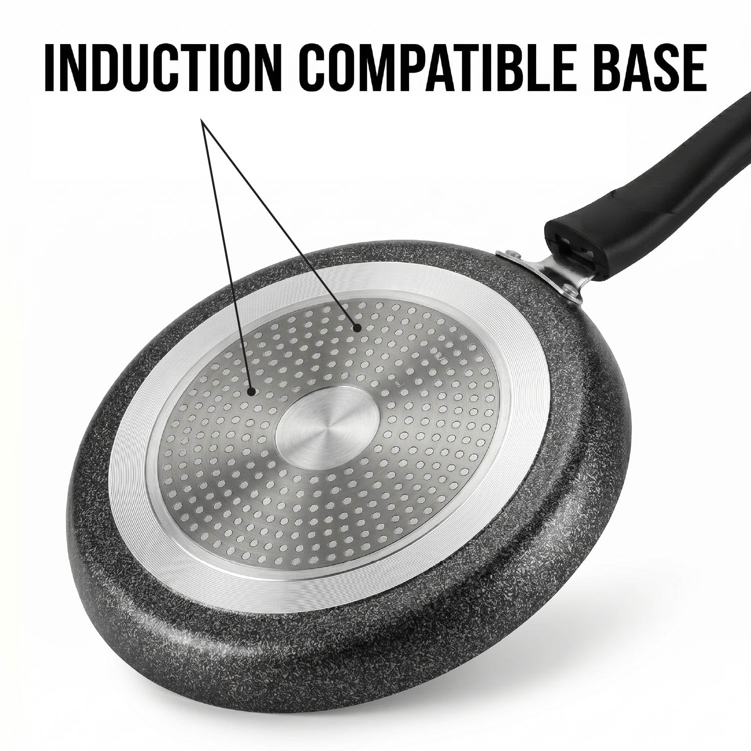 CELLO Aluminium Non-Stick Induction Base Dosa Tawa with Detachable Bakelite Handle 28 CM Black - Dista