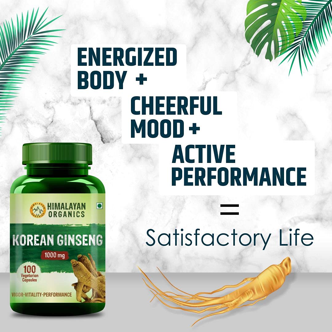 Himalayan Organics Korean Ginseng 800 mg Vegetarian Capsules