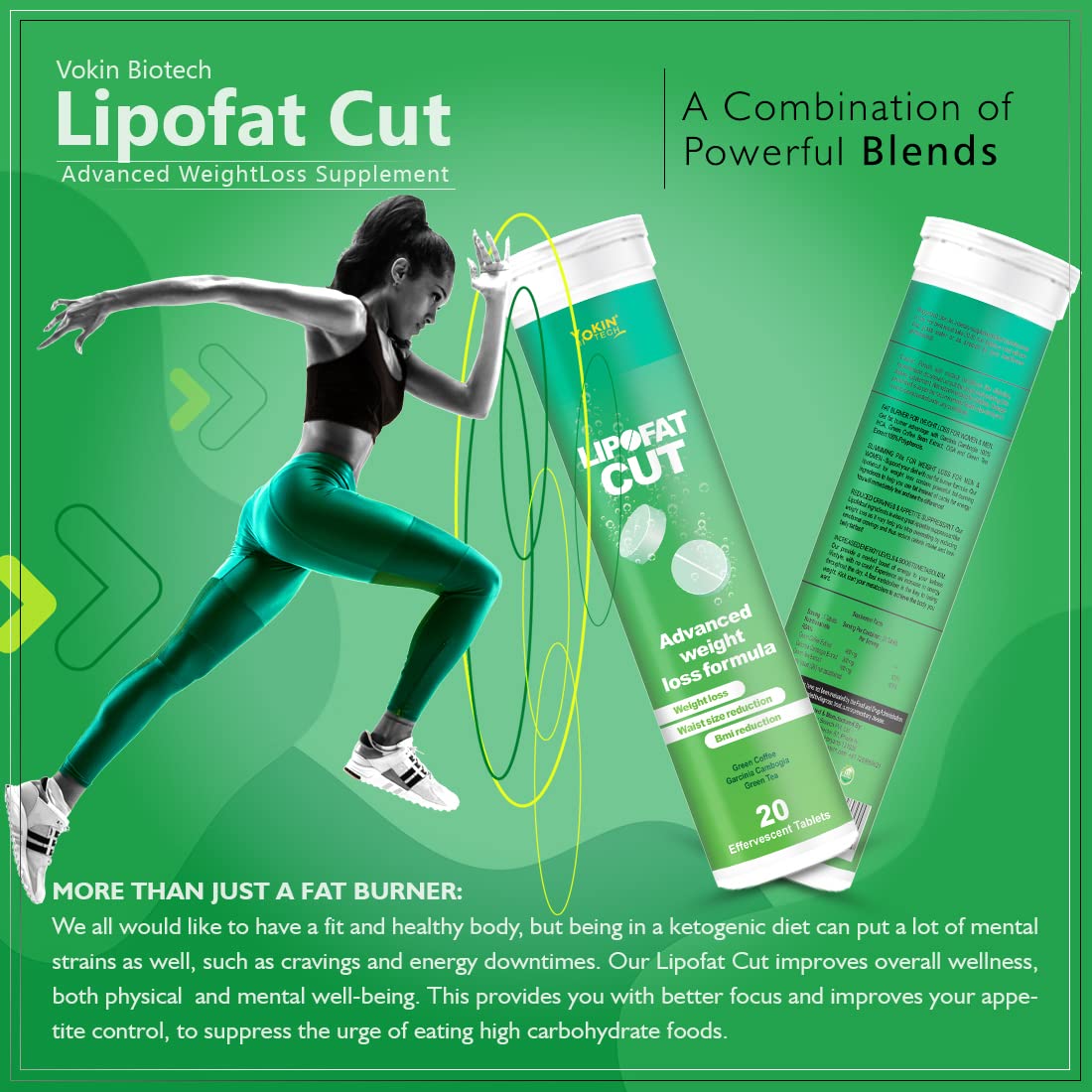 Vokin Biotech LipoFat cut Dietary Supplement Effervescent Water Soluble 20 Tablets