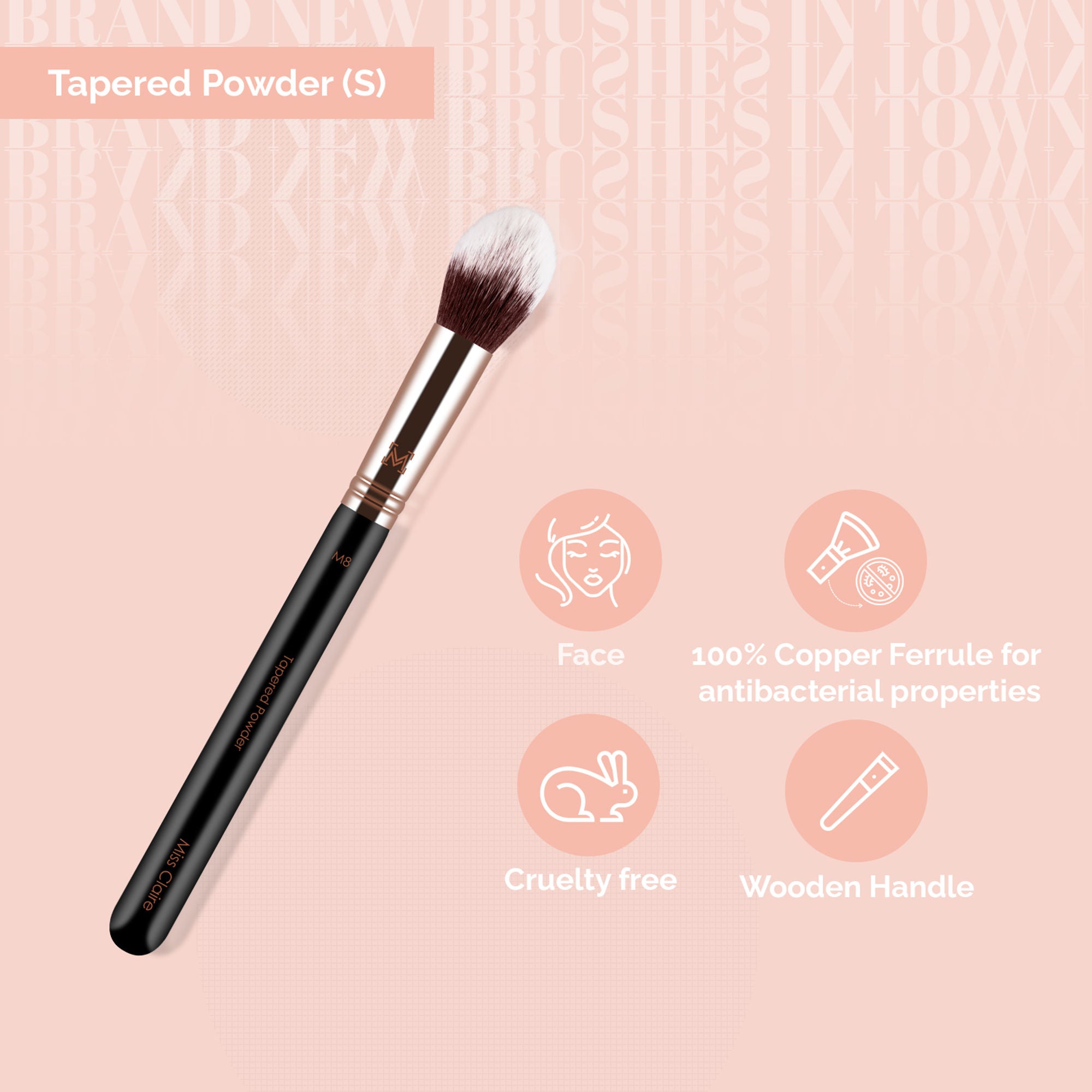 Miss Claire M8 - Tapered Powder (S) Brush - Rose Gold