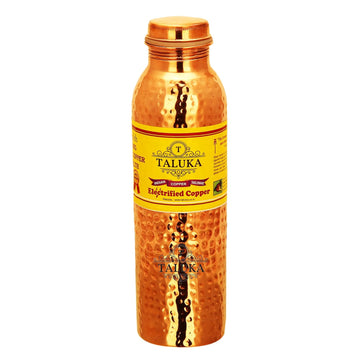 Taluka With T Logo Pure Copper Handmade Quality Hammered Copper Bottle Water Capacity-1000 ML - Dista