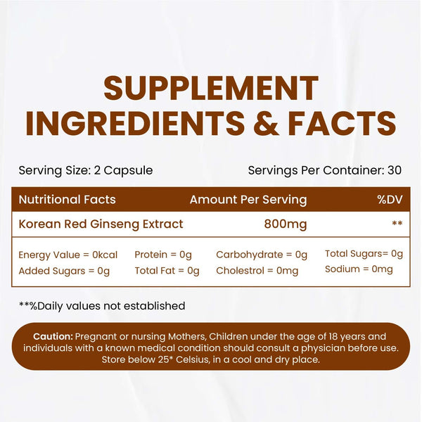 Himalayan Organics Korean Ginseng 800 mg Vegetarian Capsules