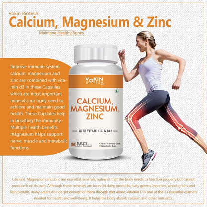 Vokin Biotech Calcium, Magnesium, Zinc, D3 & B12-90 Tablets