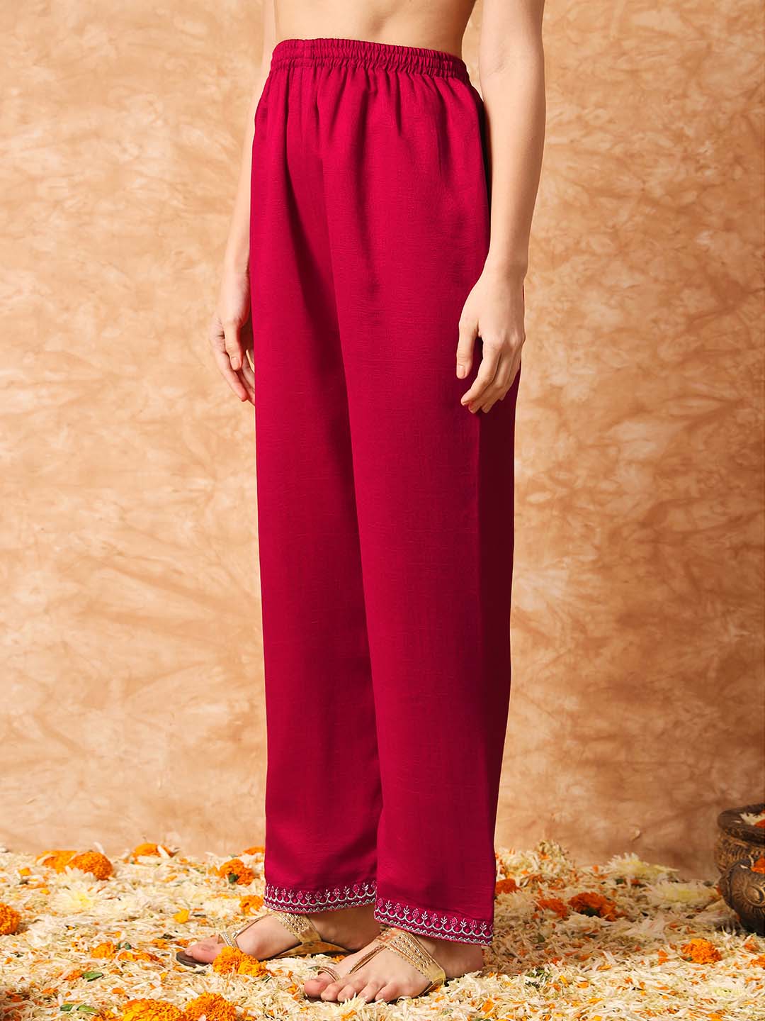 Kalini Ethnic Motif Embroidered Empire Thread Work Anarkali Kurta & Trousers With Dupatta - Distacart