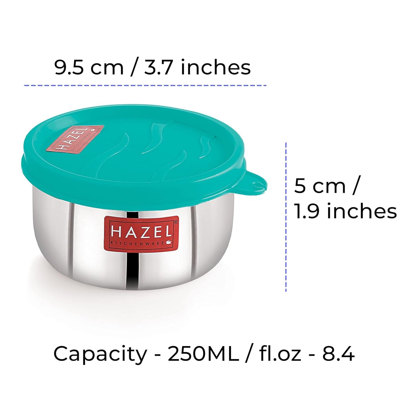 HAZEL 250ML Stainless Steel Container with Airtight Lid | Small Steel Jar - Dista