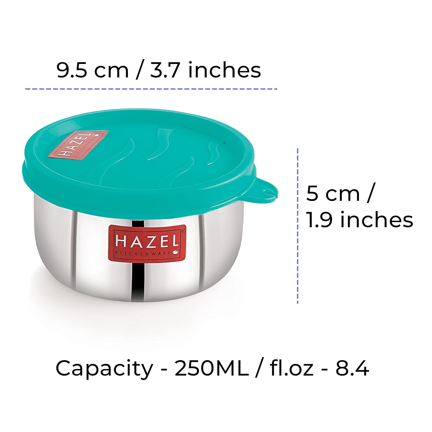 HAZEL 250ML Stainless Steel Container with Airtight Lid | Small Steel Jar - Dista