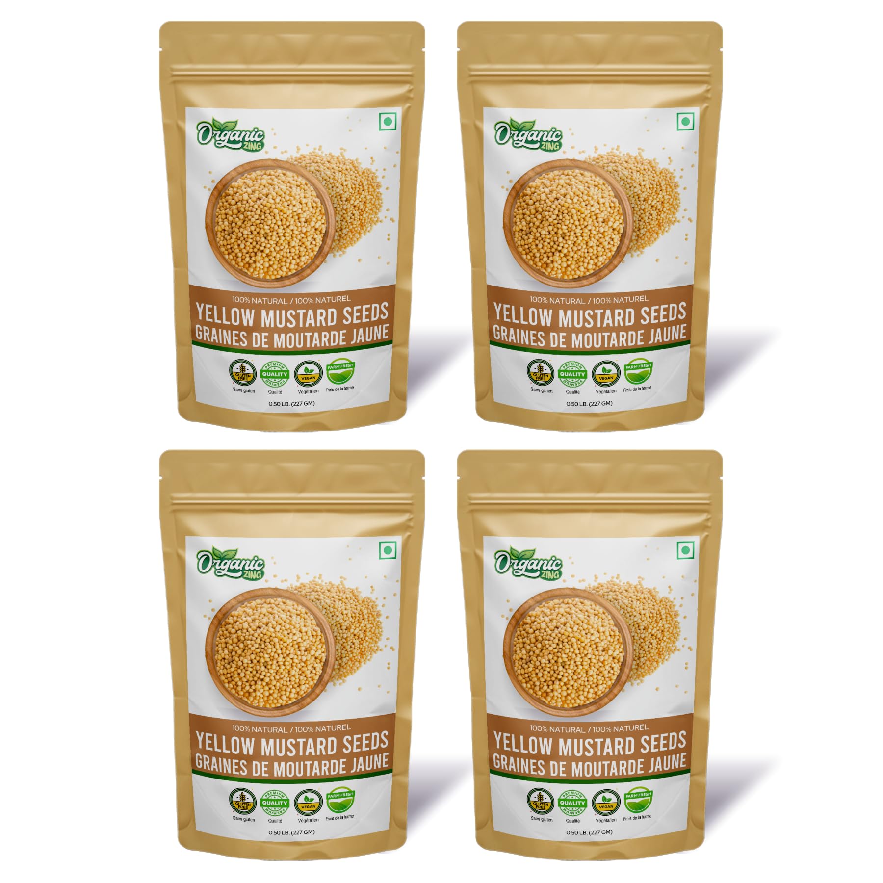 Organic Zing Yellow Mustard Seeds | Whole Yellow Mustard Seed for Pickles & Cooking | 100% Raw Mustard Seeds (227 Gram) Pack of 1