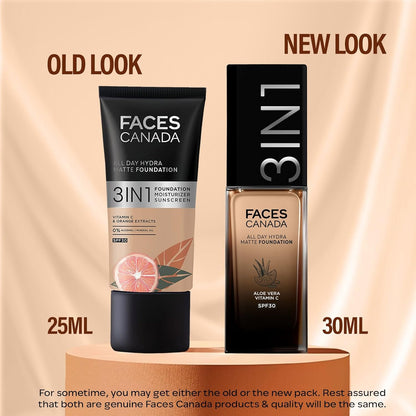 Faces Canada All Day Hydra Matte 3-in-1 Foundation-Soft Sand 041 - Distacart
