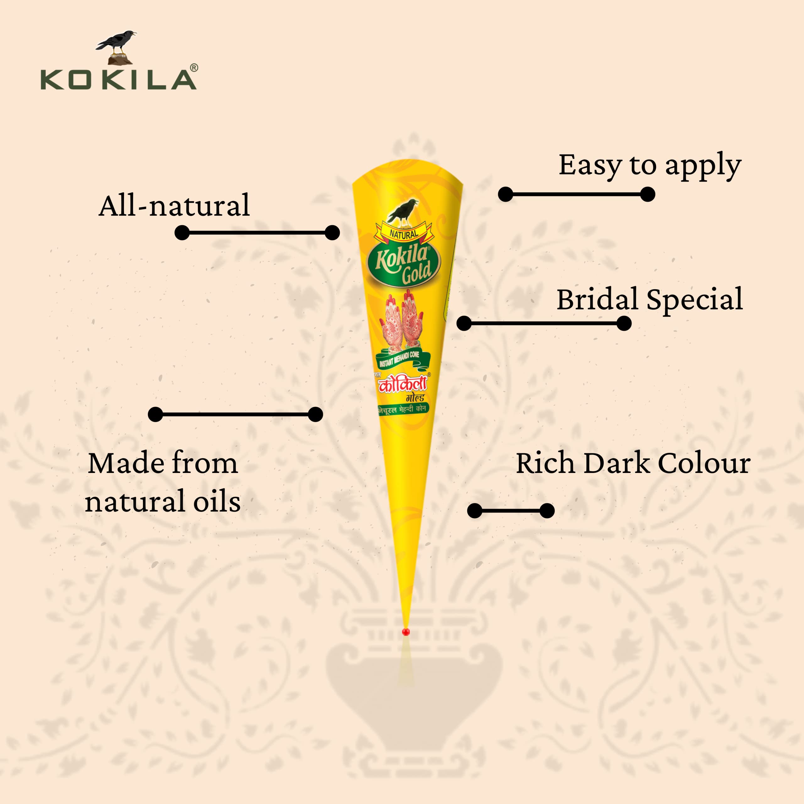 Kokila Bridal Special Premium Gold Mehendi Cones