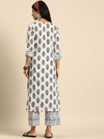 Thumbnail for Sangria Women Floral Printed Regular Kurta with Palazzos & Belt