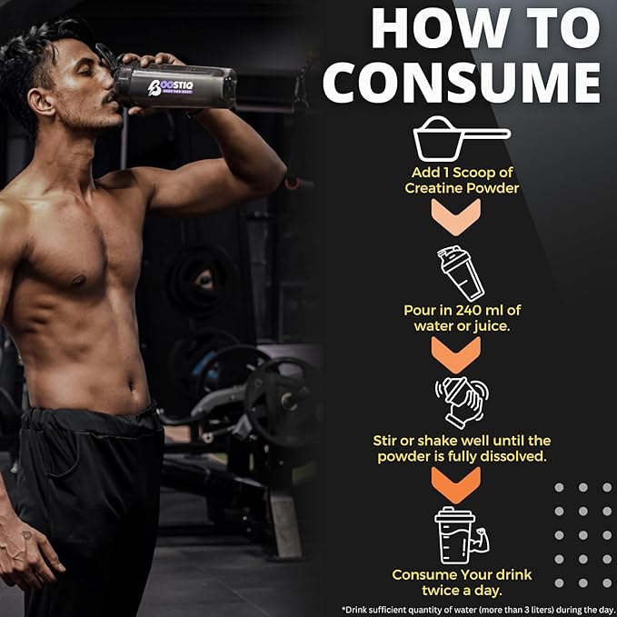 BOOSTIQ Creatine Monohydrate Powder - Unflavoured - Distacart