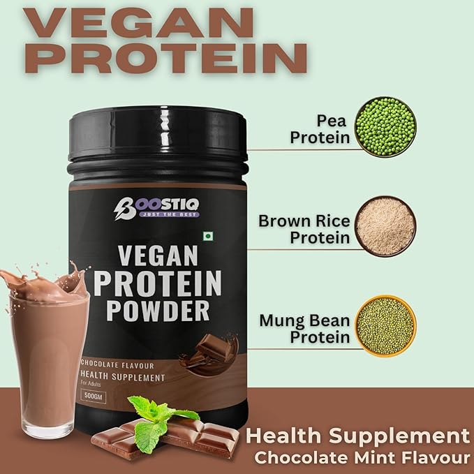 BOOSTIQ Vegan Plant Protein Powder - Chocolate Flavour - Distacart