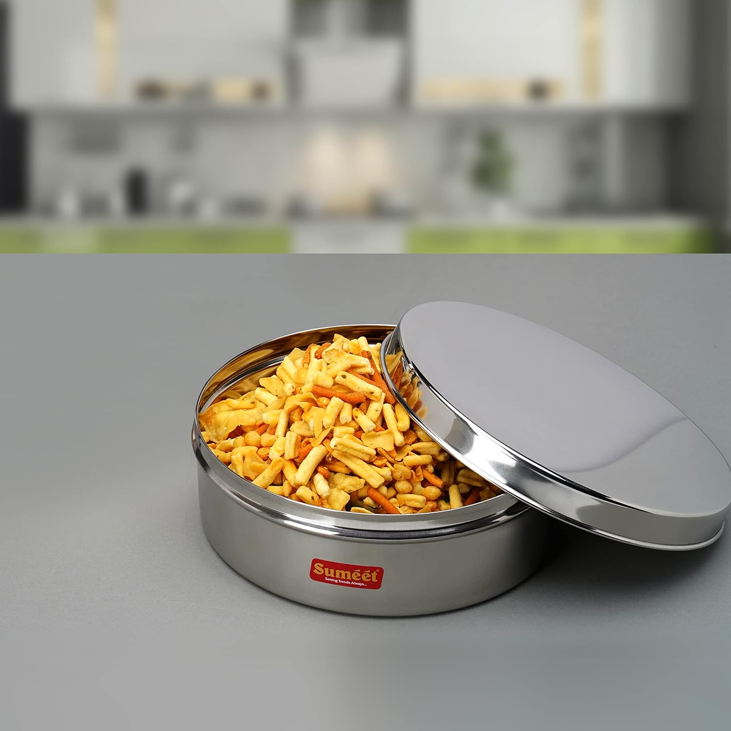 Sumeet Stainless Steel Flat Canister/Storage Container (1.2Ltr) (17Cm) - Dista