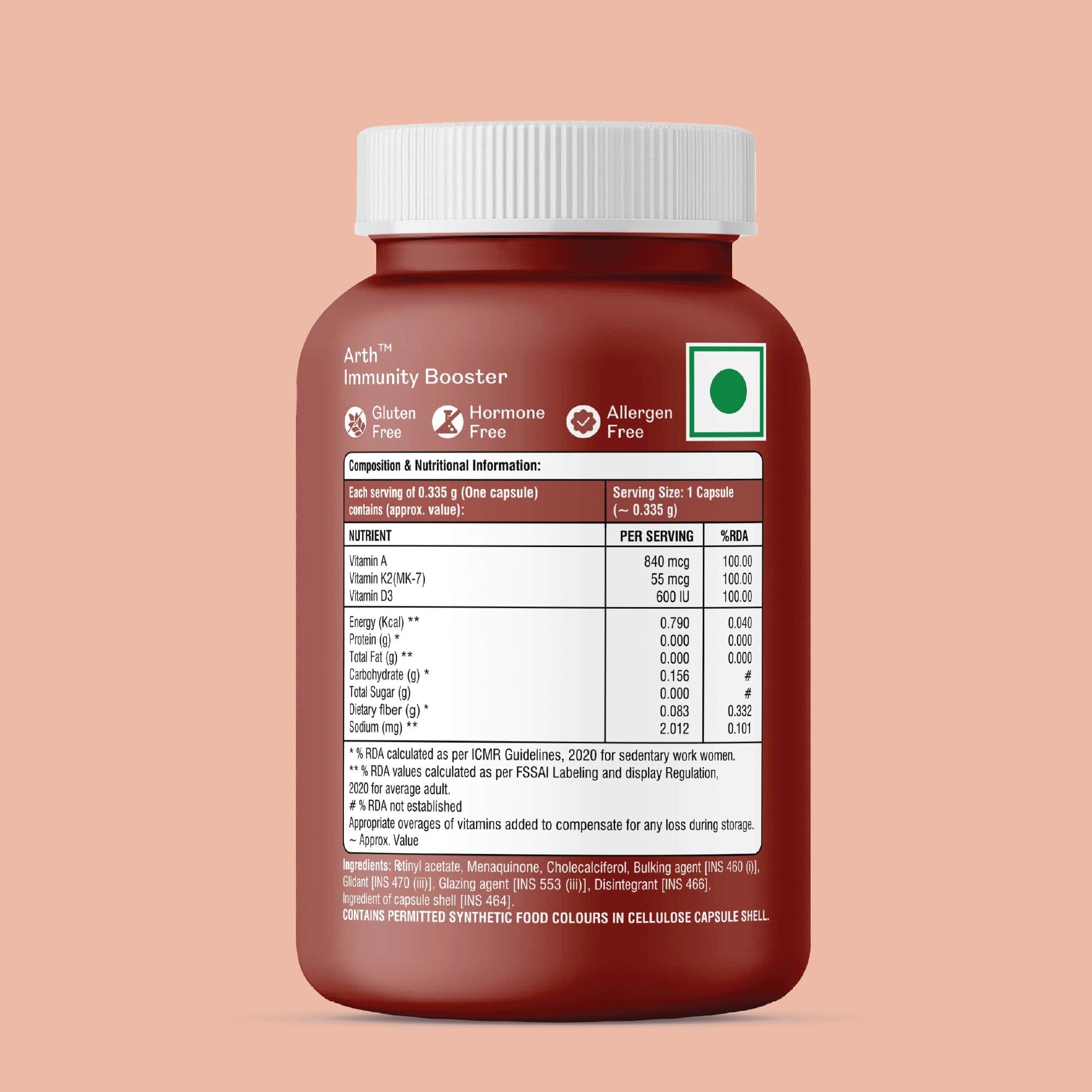 Arth Multivitamin Supplement | With Vitamins A, D3 & K2 | Daily Immunity & Bone Support | Enhances Energy, Skin & Eye Health | Complete Nutrient Balance for Overall Wellness | For Men & Women | 30 Veg Capsules