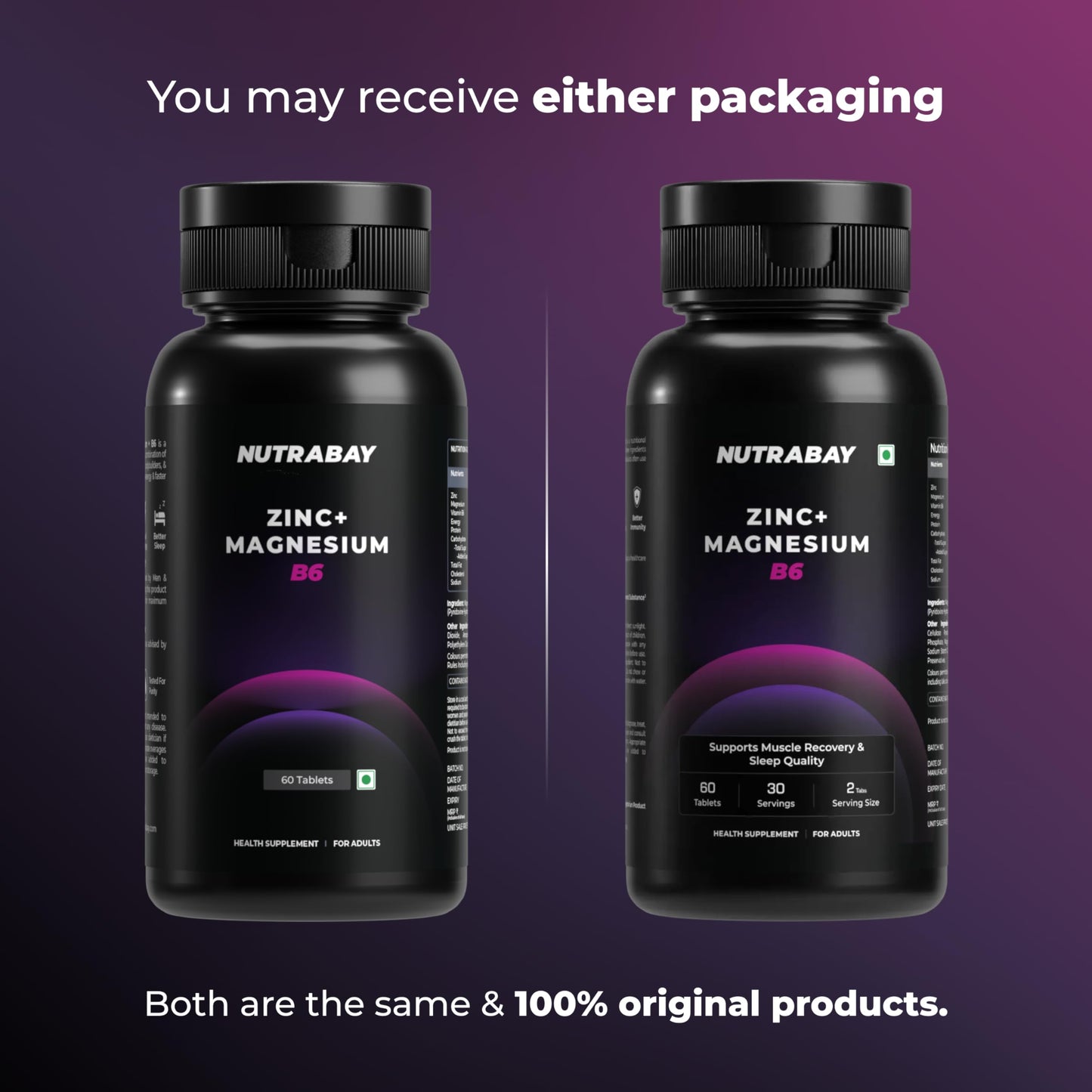 Nutrabay Pro Zinc Magnesium (ZMA) with 100% RDA Zinc, Magnesium Aspartate & Vitamin B6 – Muscle Strength, Recovery, Better Sleep & Anxiety Relief – 60 Veg Tablets | Tested for Purity