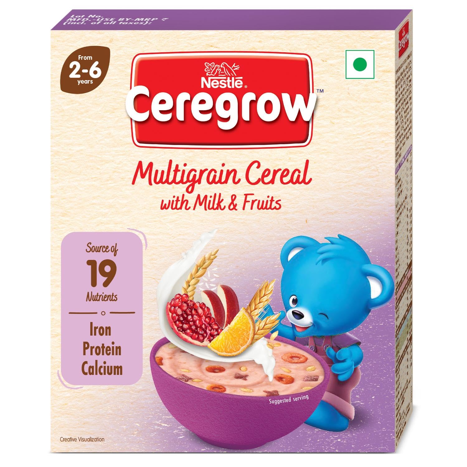 Nestle Ceregrow Kids (2-6 yrs) Cereal-Multigrain, Milk & Fruits, Rich in Iron, Calcium & Protein - Distacart
