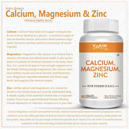 Vokin Biotech Calcium, Magnesium, Zinc, D3 & B12-90 Tablets
