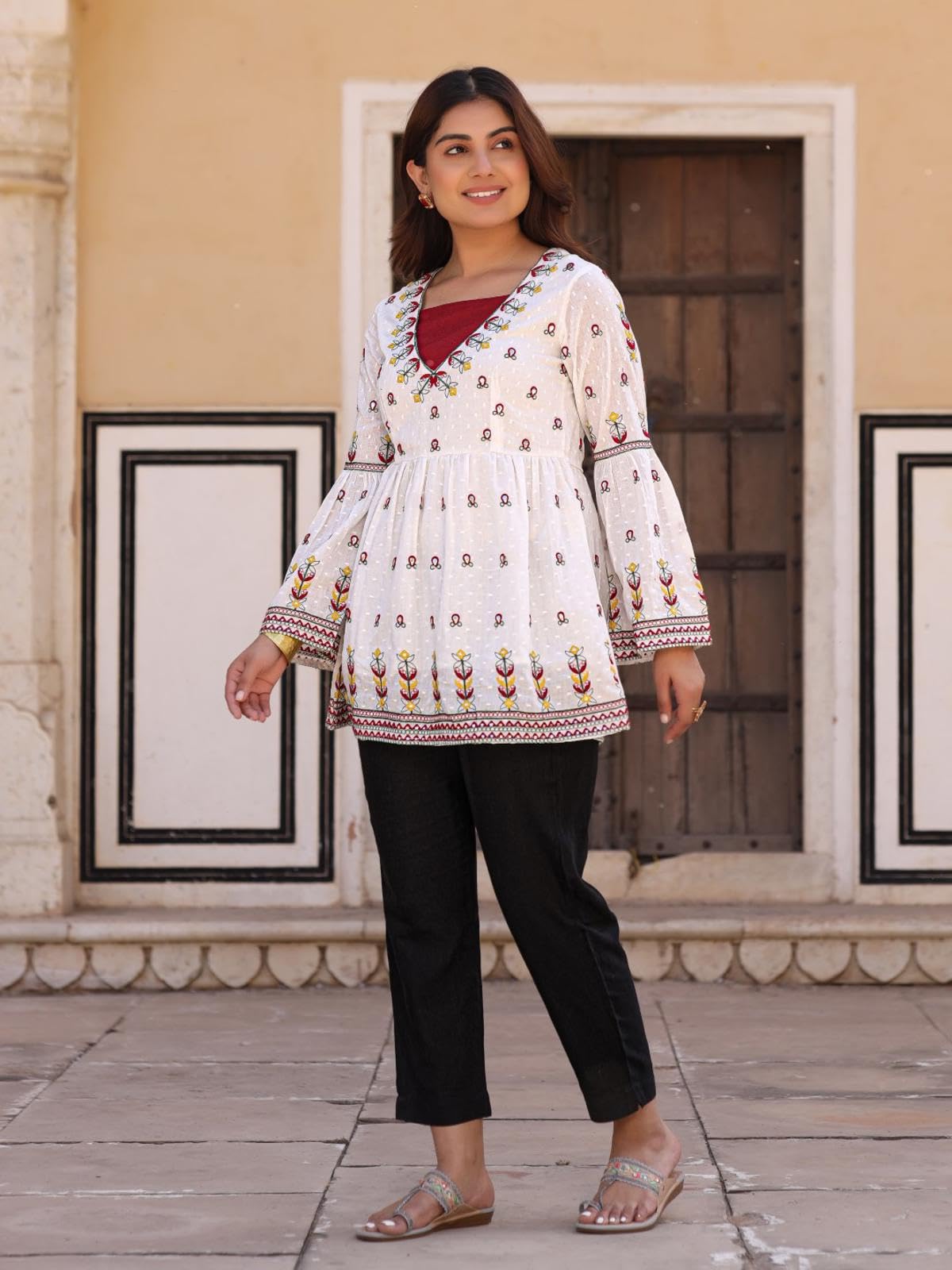 Juniper Women's Multi Floral Printed Pure Cotton Tunic With Pants - Distacart