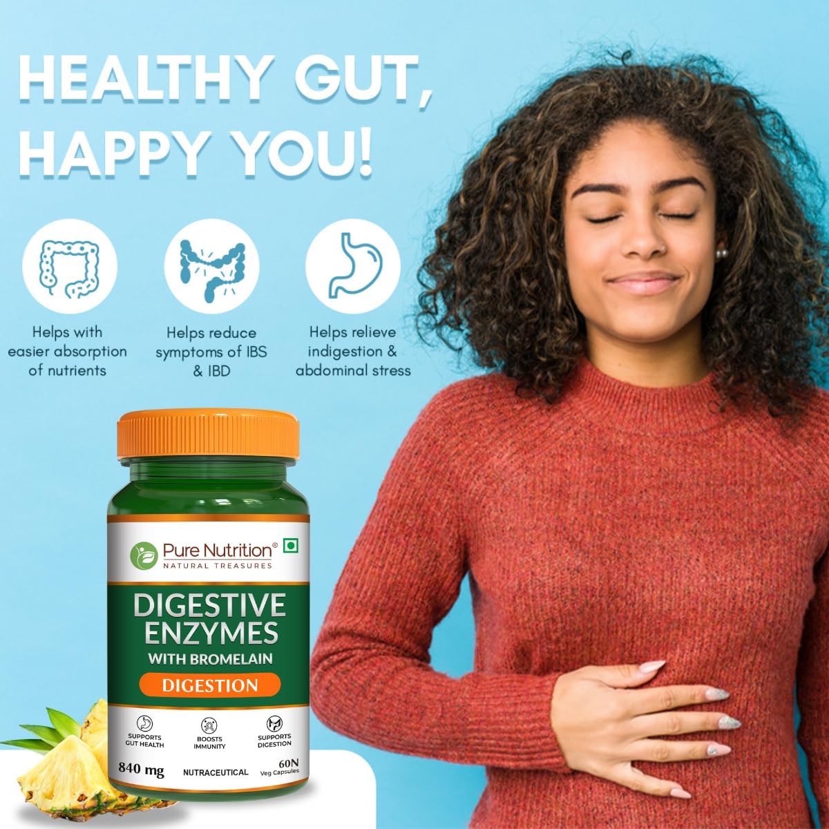 Pure Nutrition Digestive Enzymes with Bromelain Veg Capsules
