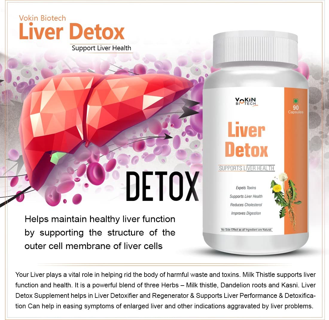 Vokin Biotech Liver Detox For Healthy Liver | Helps in Cleanse Liver, Natural Protection Against Fatty Liver Supplement For Men And Women 90 Capsules