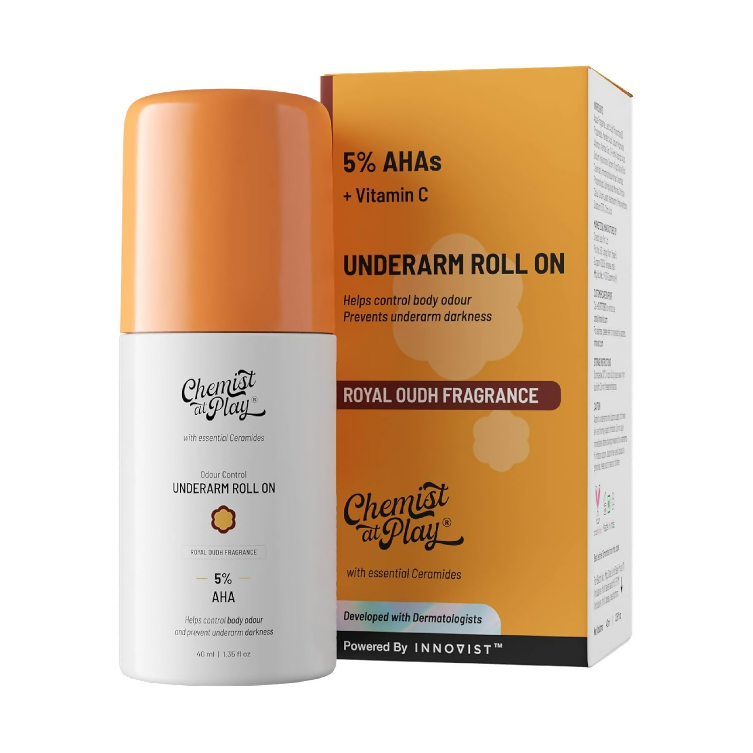 Chemist at Play UnderArm Roll-On with 5% AHA Royal Oudh Fragrance - Distacart