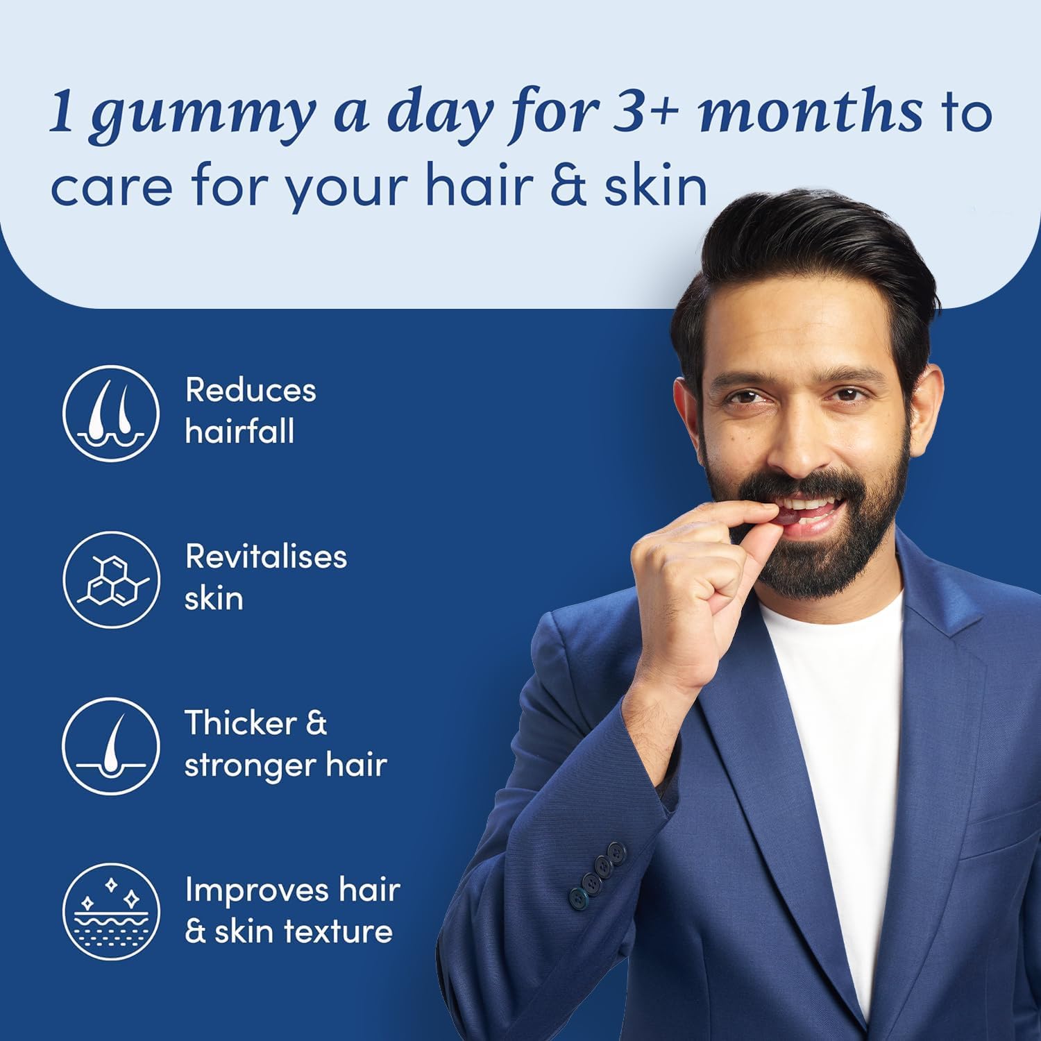 Man Matters Biotin Nourish Hair Gummies - Strawberry Flavor With Zinc & Multivitamins