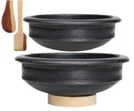 Thumbnail for Craftsman India Online Deep Burned Uncoated Clay Pot for Cooking and serving Combo 1 & 2 Liter|Black - Dista