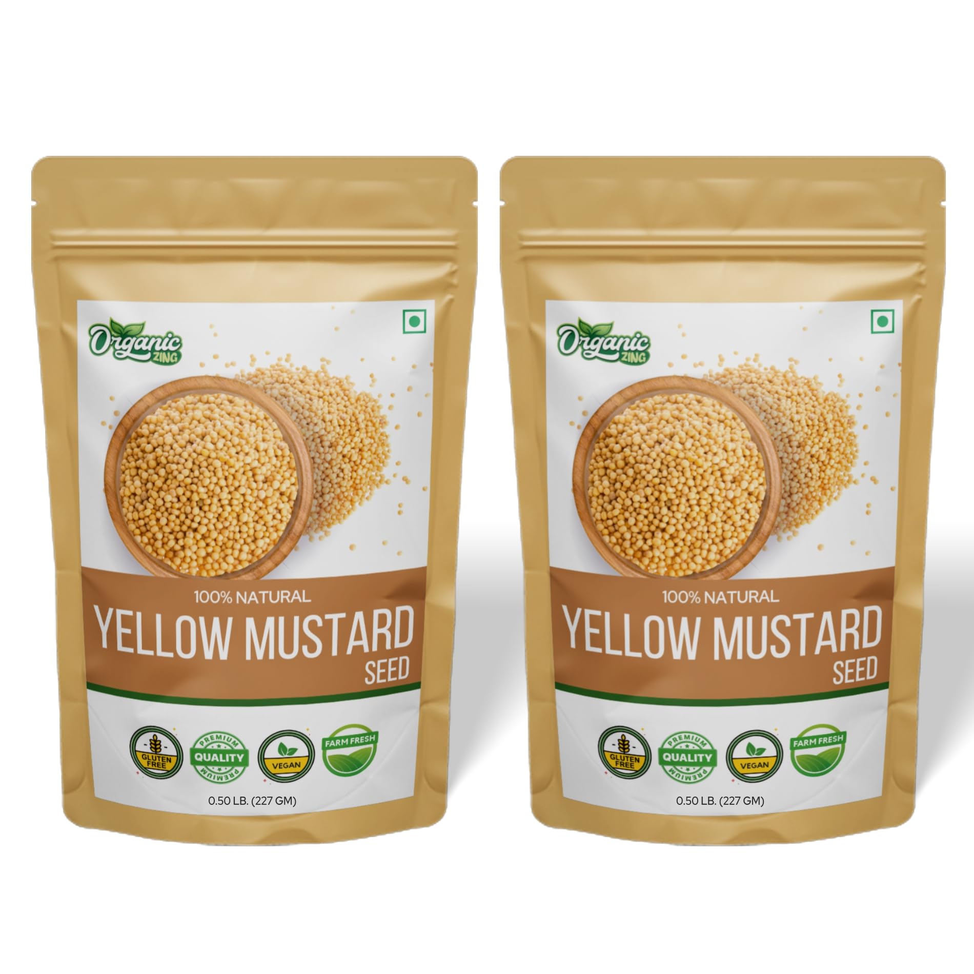 Organic Zing Yellow Mustard Seeds | Whole Yellow Mustard Seed for Pickles & Cooking | 100% Raw Mustard Seeds (227 Gram) Pack of 1