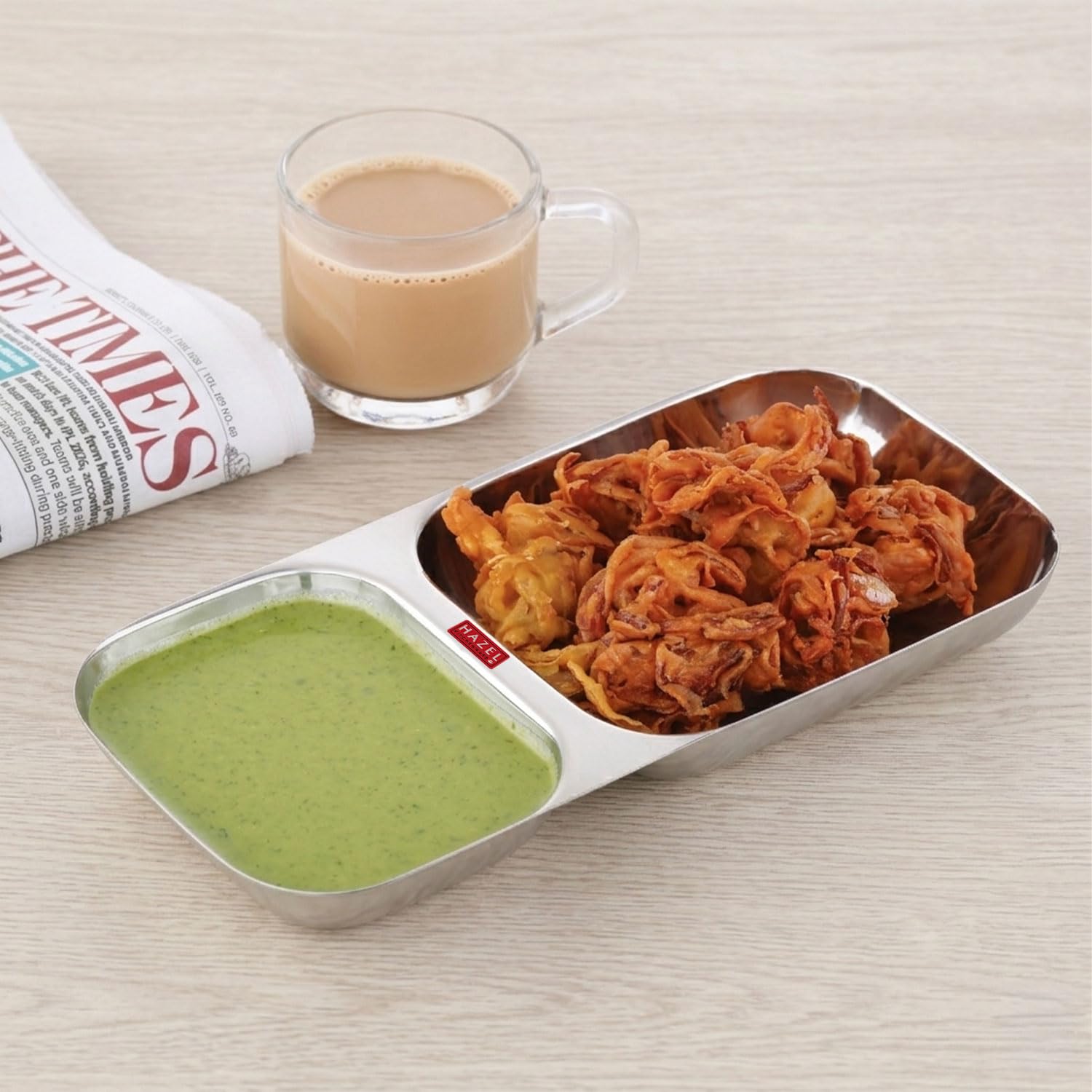 HAZEL 2 Compartment Stainless Steel Section Plate | Rectangle Divided Thali Tray - Dista