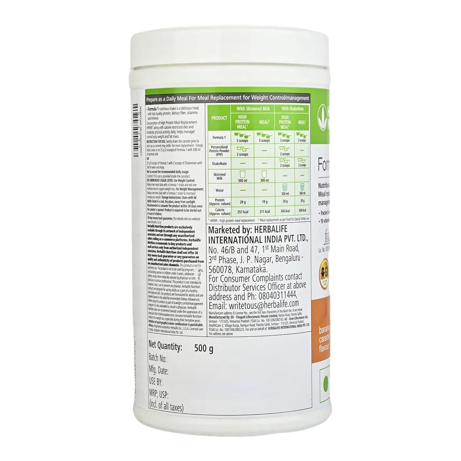 Herbalife Formula 1 Nutritional Shake Mix - Banana Caramel Flavour - Distacart