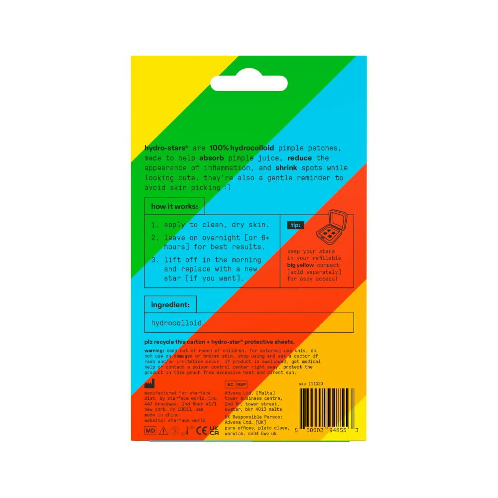 Starface Rainbow Stars, Hydrocolloid Pimple Patches, Absorb Fluid and Reduce Inflammation, Cute Star Shape, Vegan and Cruelty-Free Skincare - Distacart