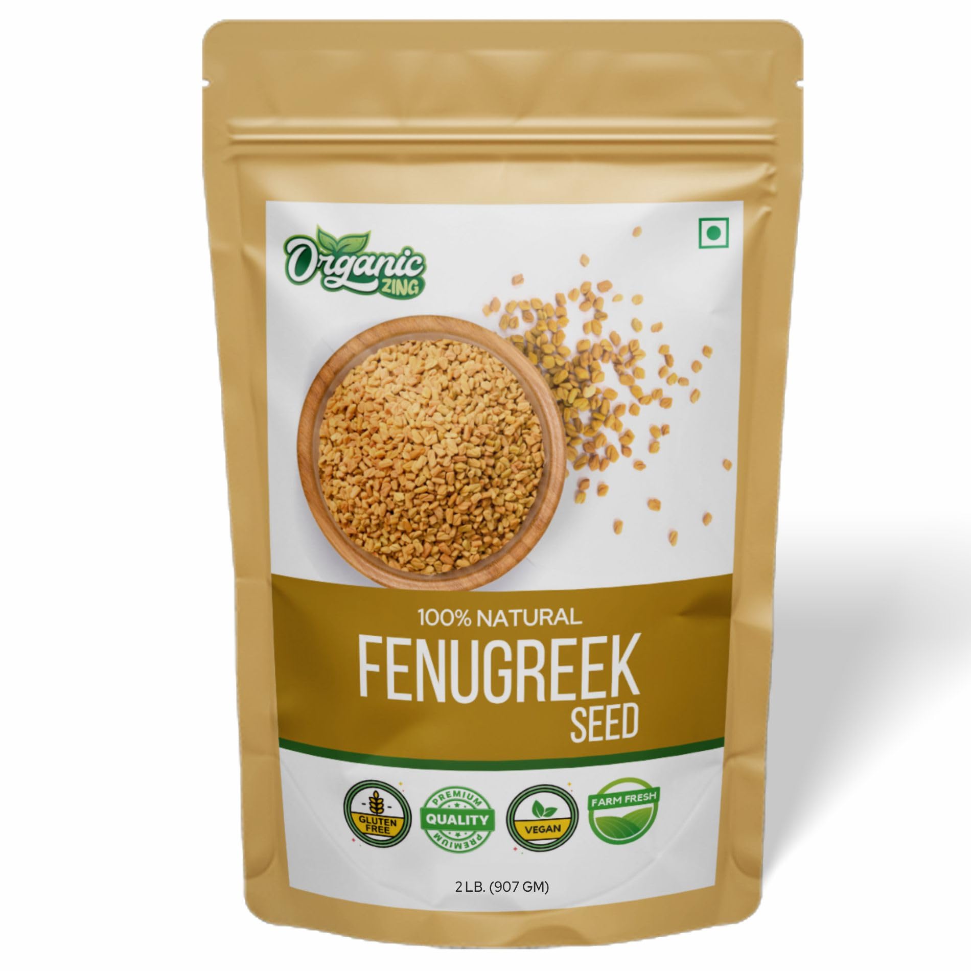 Organic Zing Fenugreek Seeds Also Known As Methi Seeds and Trigonella Foenum-Graecum |100% Pure & Natural | Vegan | Preservative Free | Resealable Pack - Distacart