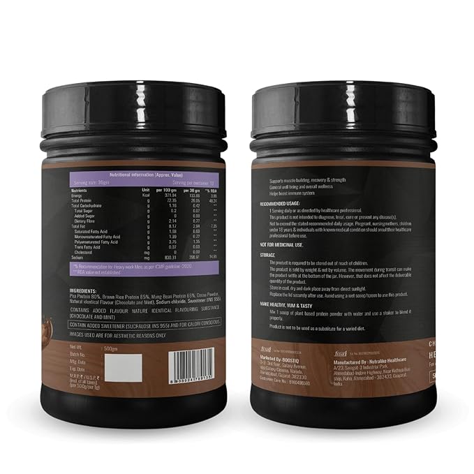 BOOSTIQ Vegan Plant Protein Powder - Chocolate Flavour - Distacart