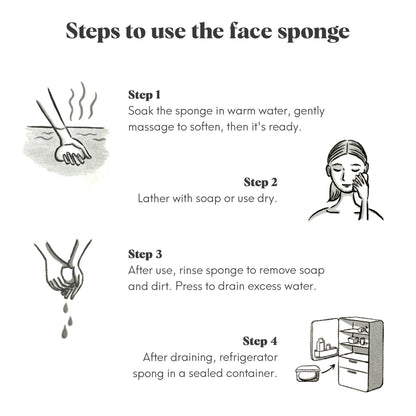 ILEM JAPAN Natural Japanese Konjac Sponge Face | Suitable For Sensitive & Dry Skin | Gentle & Non-Irritating | Remove Dead Skin Cells | 6g