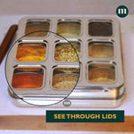 Thumbnail for MARU Stainless Steel 9-in-1 Square Masala Dabba – Spice Box with 9 Round Containers - Dista