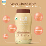 Thumbnail for Arth High Protein Nutrition Powder | 12g Protein per Serving | 25+ Essential Nutrients with Prebiotic | No Added Sugar | Supports Energy, Strength & Immunity | 400gm (Vanilla Flavour)