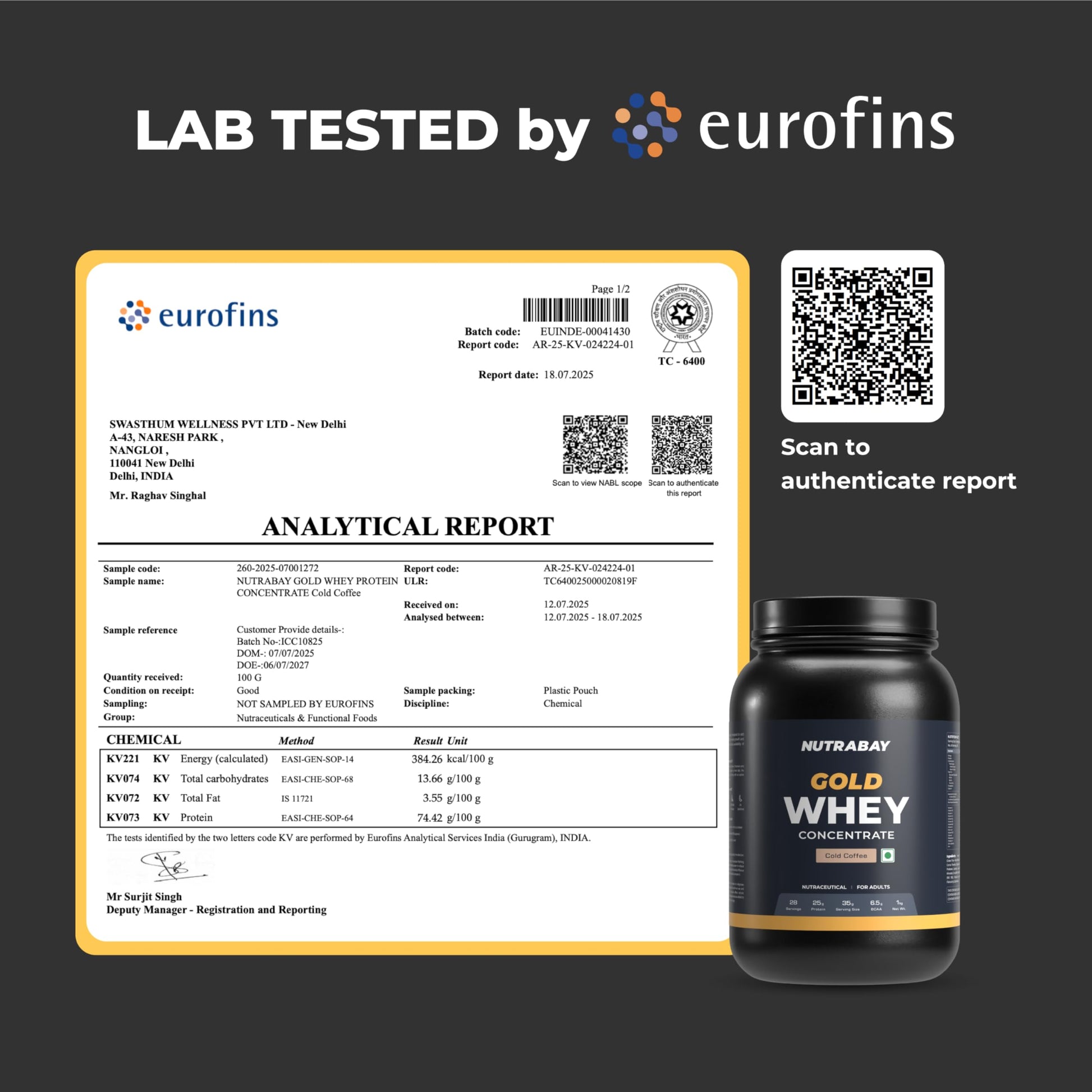 Nutrabay Gold Whey Protein Concentrate with Digestive Enzymes & Vitamin Minerals 25g Protein – Muscle Support & Recovery – 1kg, Cold Coffee | Trustified Certified Authentic