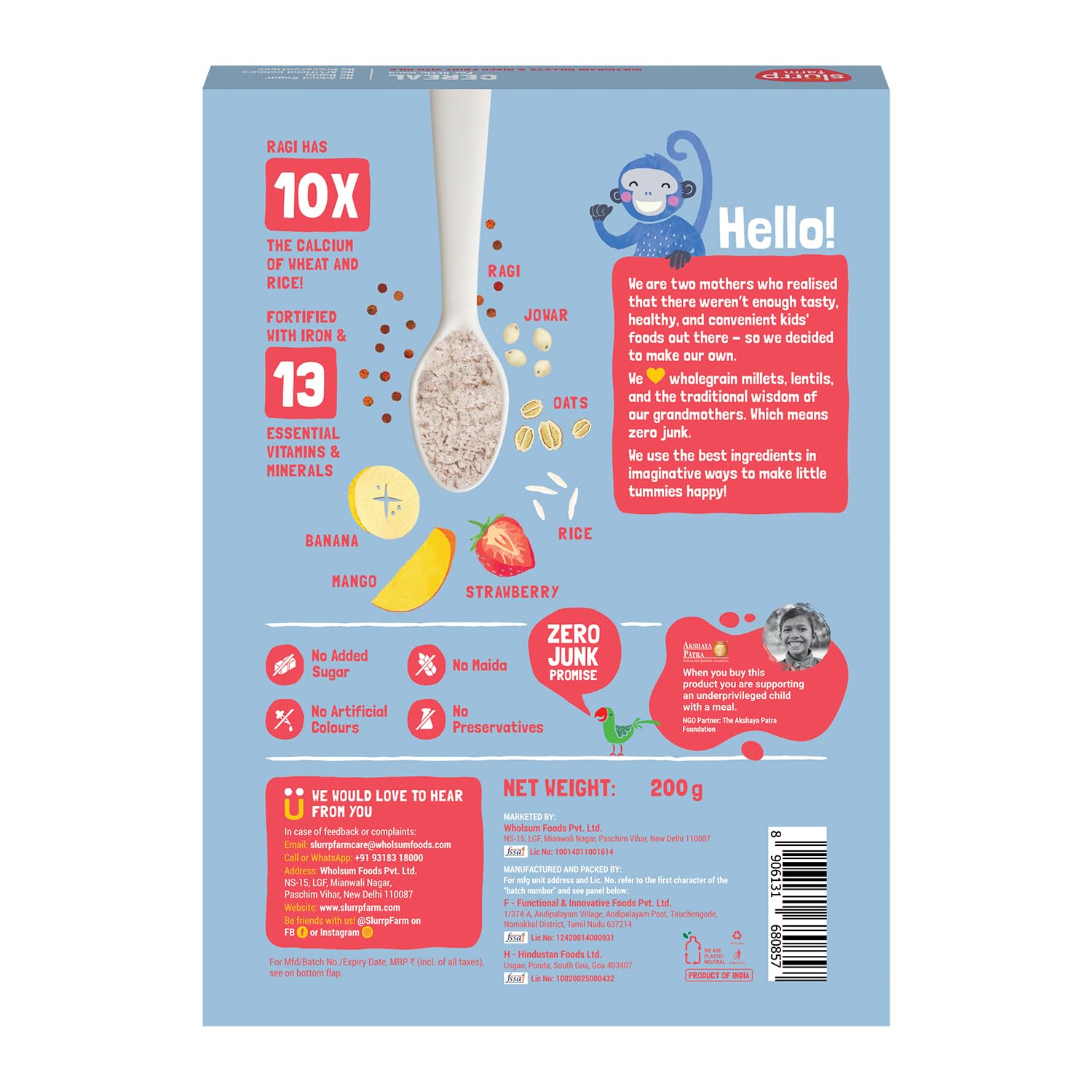 Slurrp Farm Multigrain Millets with Mixed Fruits Cereal For Kids - Distacart