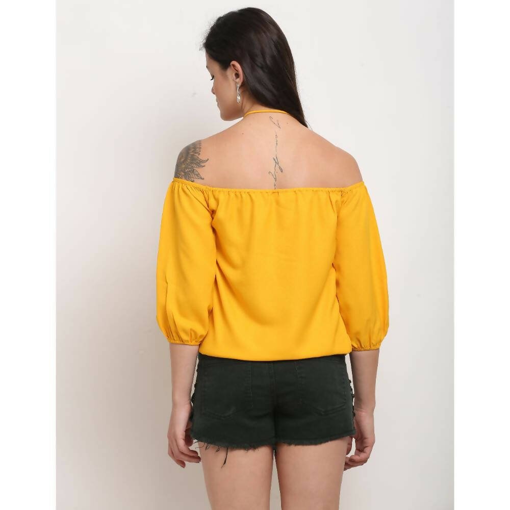 Aastha Fashion Women's Yellow Polyester Solid Casual Top - Distacart