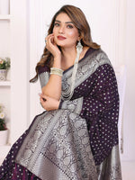 Thumbnail for Aastha Fashion Purple Georgette Silk Zari Weaving Saree - Distacart