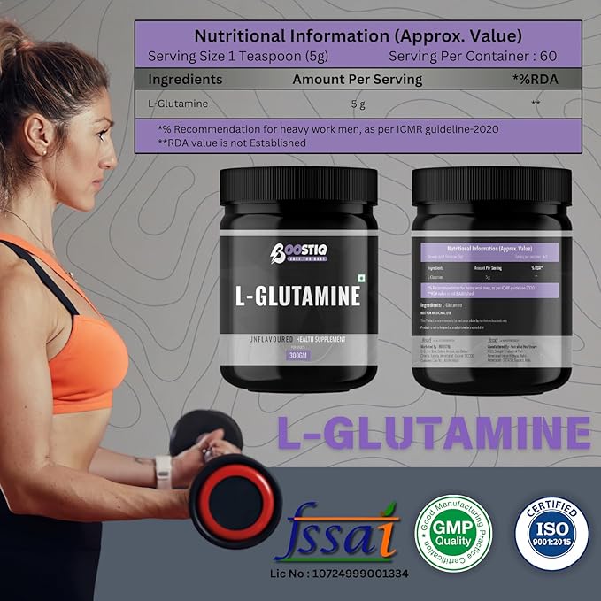 BOOSTIQ L-Glutamine Powder - Unflavoured - Distacart