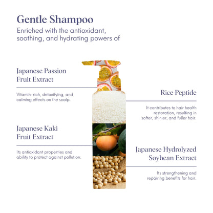 ILEM JAPAN Gentle Mild Japanese Shampoo | Best Before June 2026 | Damage Free Hair & Scalp Hydration with Rice Peptides | For Women & Men | Silicone-Free | All Hair Types | Natural Formula