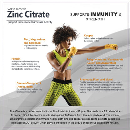 Vokin Biotech Zinc Citrate Supports Healthy Immune system (90 Capsules)