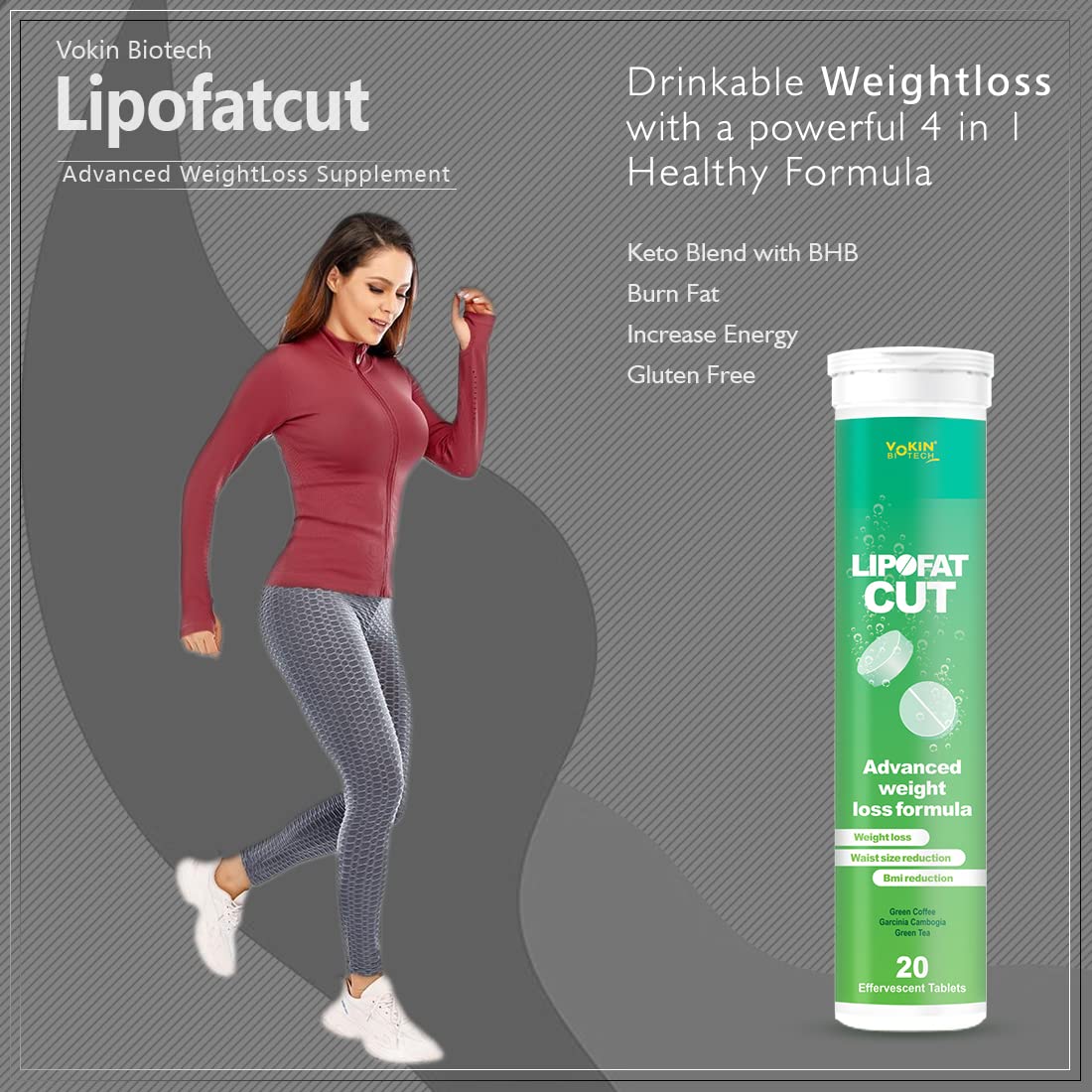 Vokin Biotech LipoFat cut Dietary Supplement Effervescent Water Soluble 20 Tablets