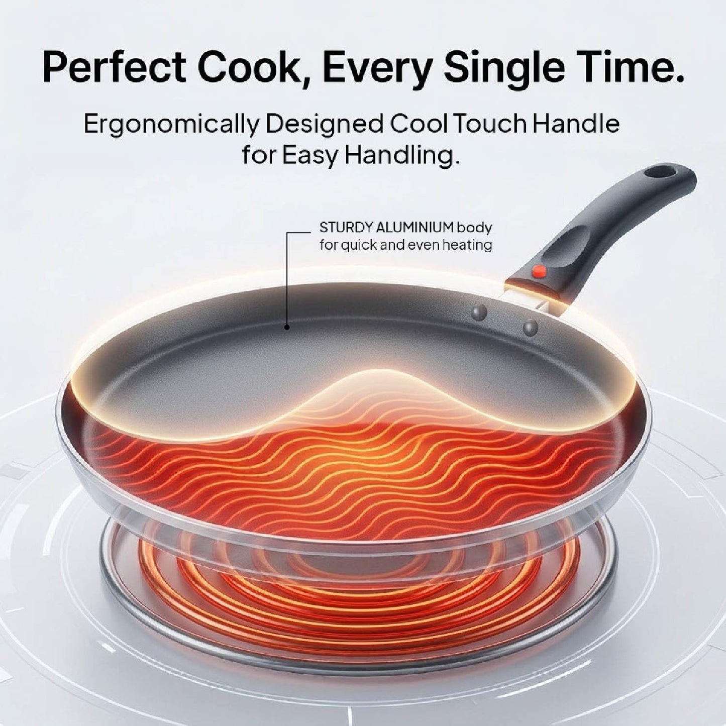 CELLO Aluminium Non-Stick Induction Base Dosa Tawa with Detachable Bakelite Handle 28 CM Black - Dista