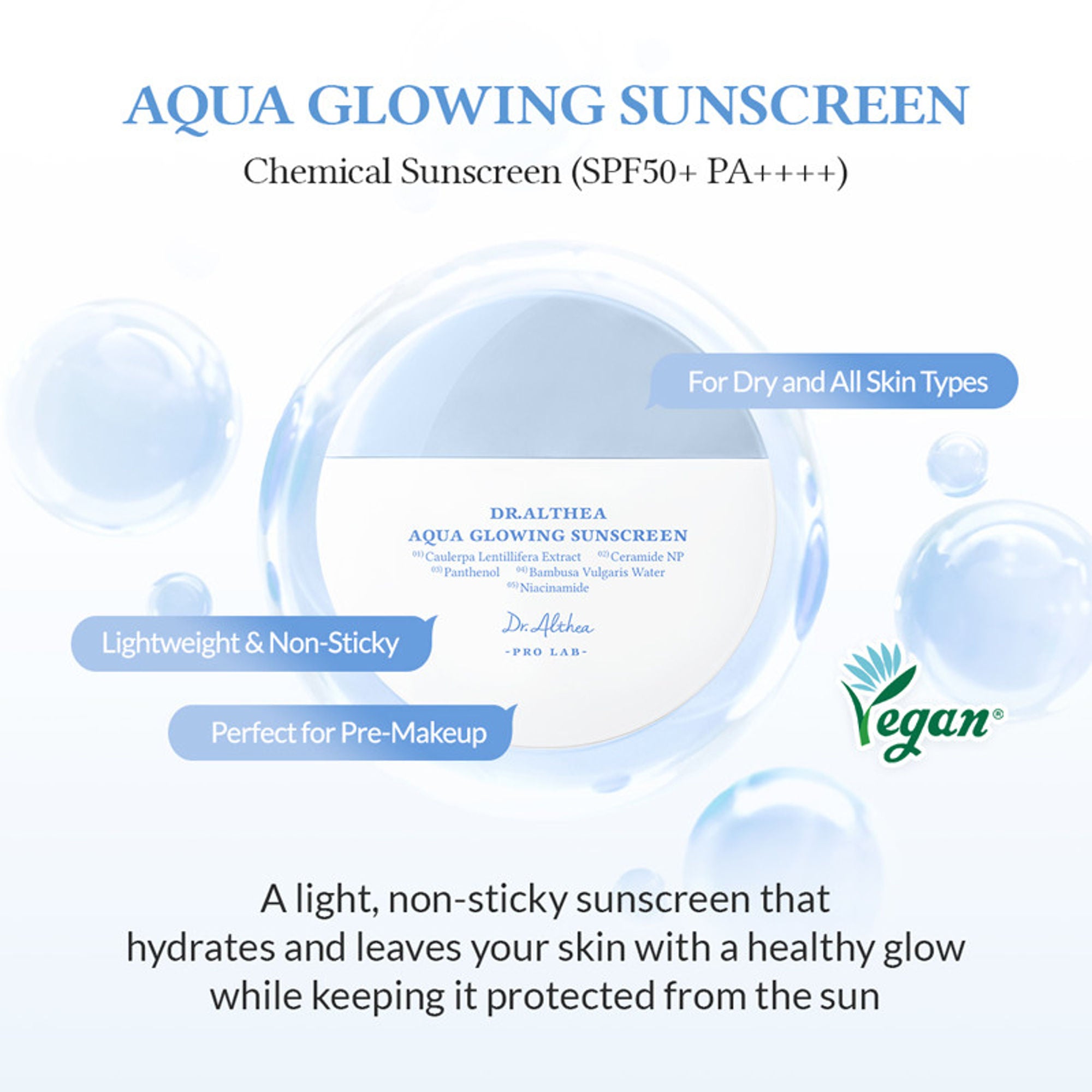 Dr.Althea Aqua Glowing Sunscreen: Hydrating & Luminous Sun Cream with SPF 50+ PA++++ - Distacart